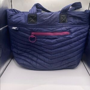 Lands End Ultra-light Quilted Puffer Tote Bag  Blue Bright Pink Travel Packable